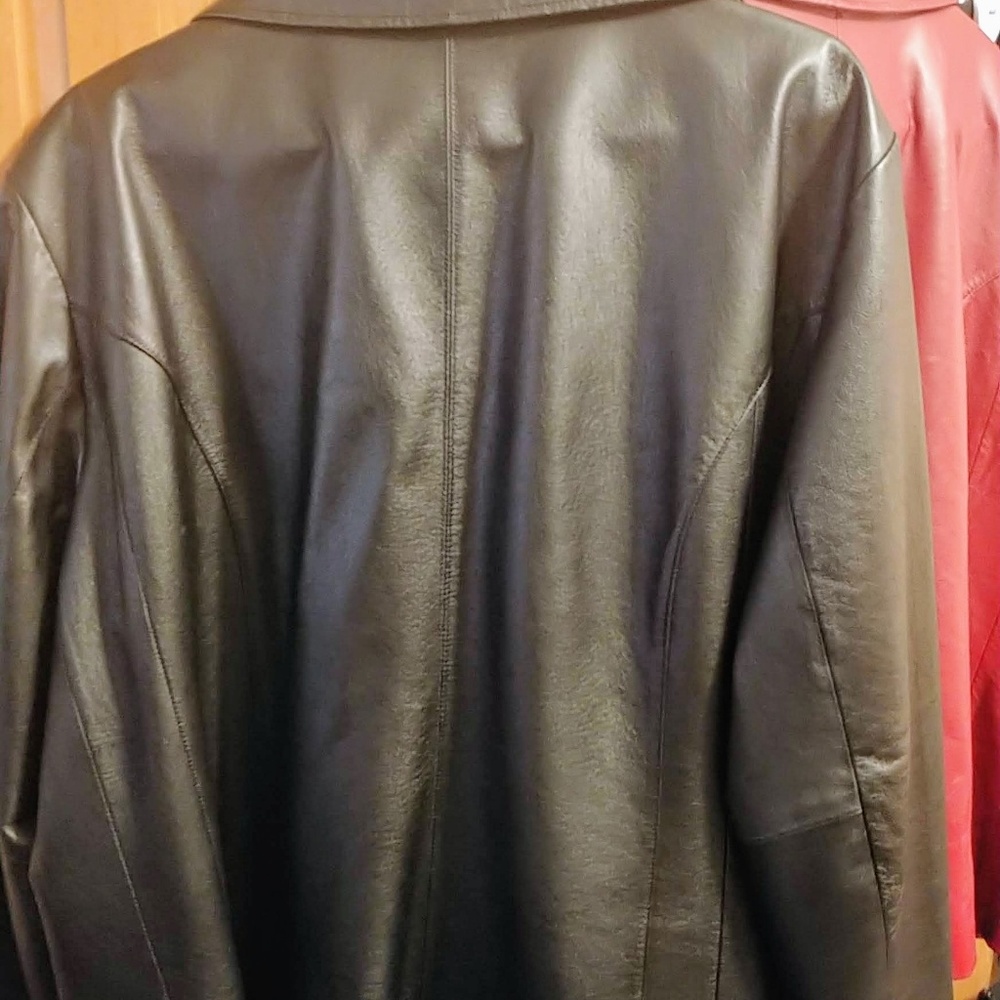 Leather black womens jacket 3x